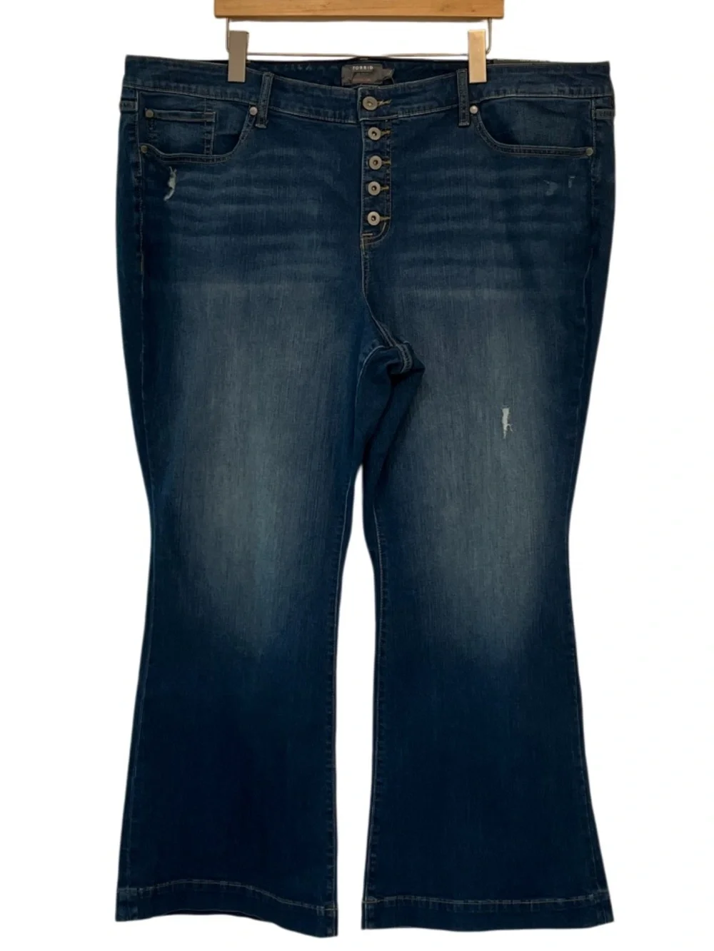 Torrid Mid Rise Flare Jeans Rockstar Dark Wash Button Fly NWT - Picture 3 of 13